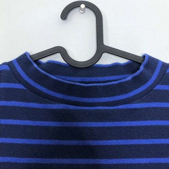Anthropologie Postmark Mock Neck Blue Stripe Crop Tank Medium - Picture 6 of 6